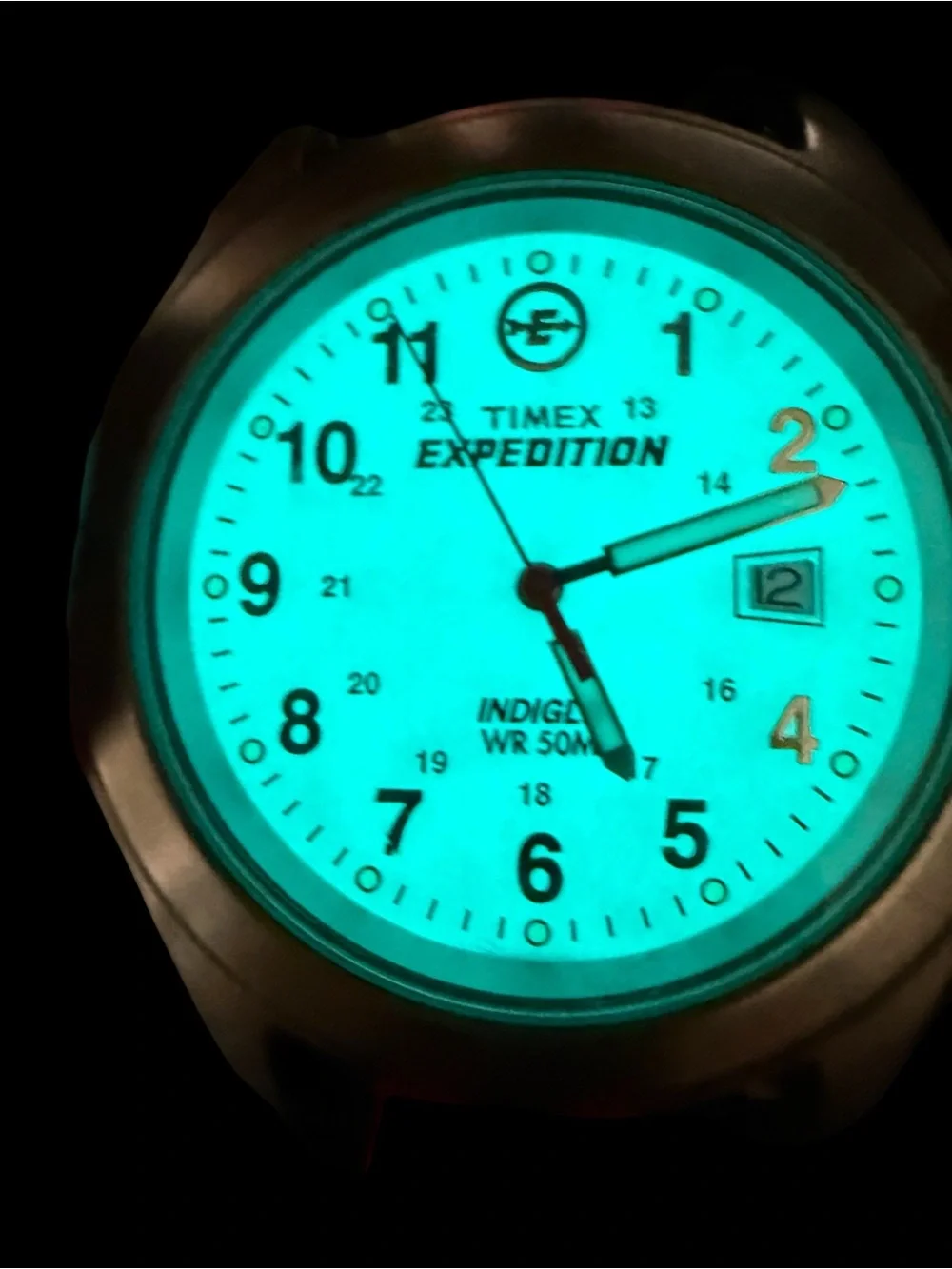 Timex Expedition White Dial Watch with Red and Black NATO Strap WR50M